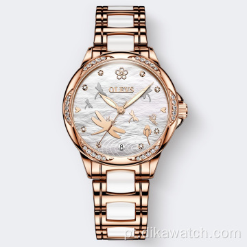 Top marca moda feminina relógios de pulso mecânicos pulseira de cerâmica de aço inoxidável de luxo estilo coreano Crazy Automatic Reloj reloj